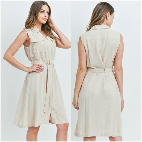 #30 Cream Belted Dress - Picture 1 of 16
